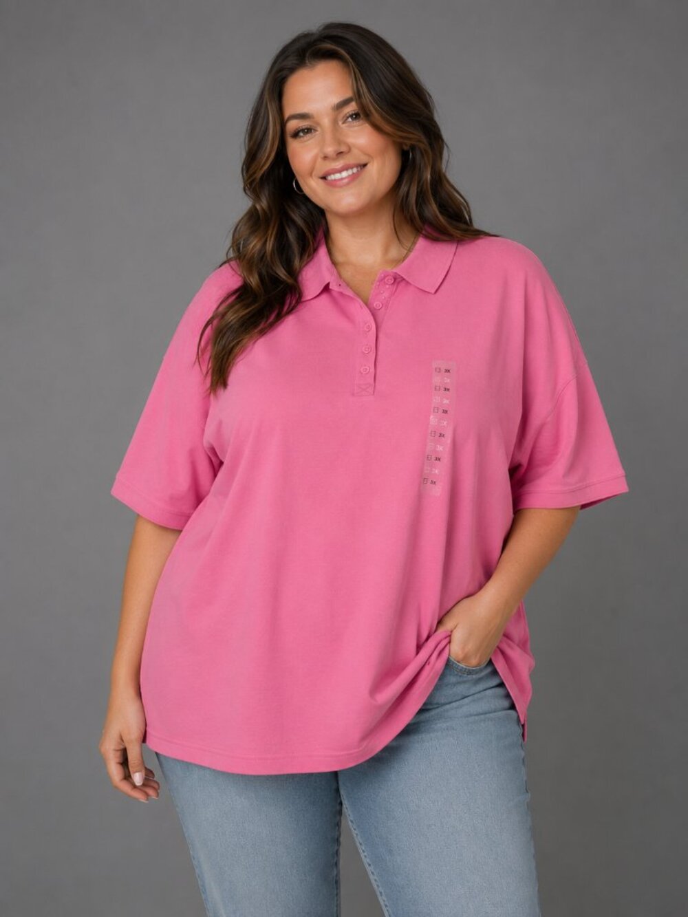 NWT Liz Claiborne New York Pink Polo Shirt 3X Cotton Blend Short Sleeve